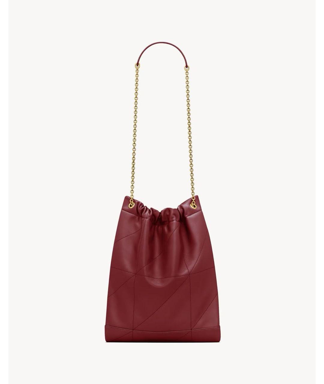 SAINT LAURENT Бордовая кожаная сумка с короткими ручками, фото 3