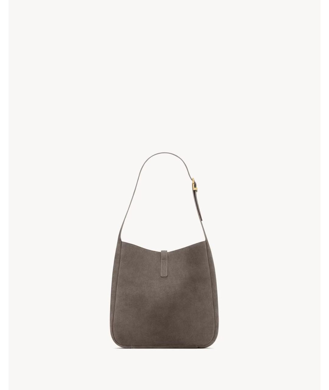 SAINT LAURENT Серая хлопковая сумка с короткими ручками, фото 4