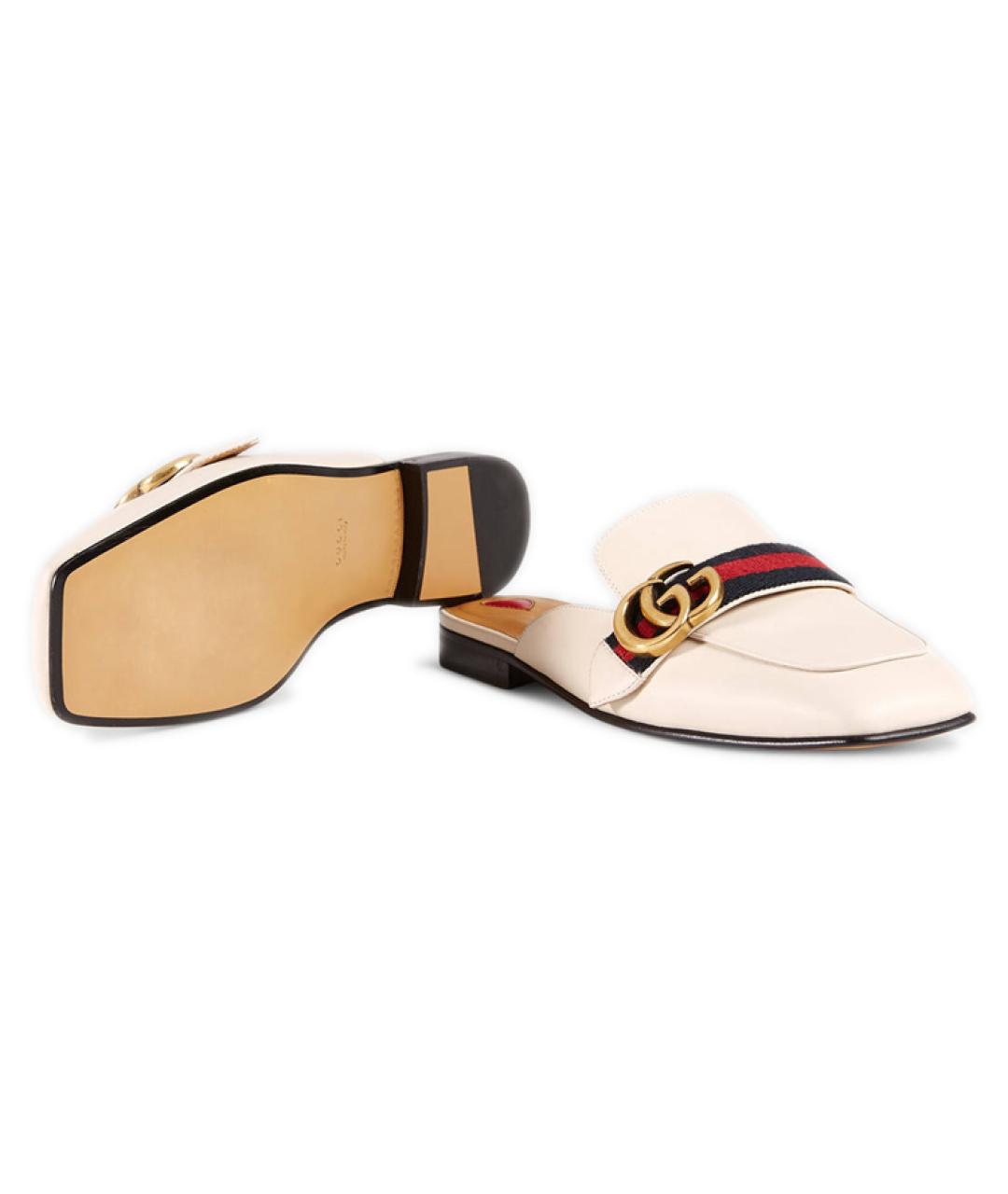 GUCCI Белые кожаные мюли, фото 5