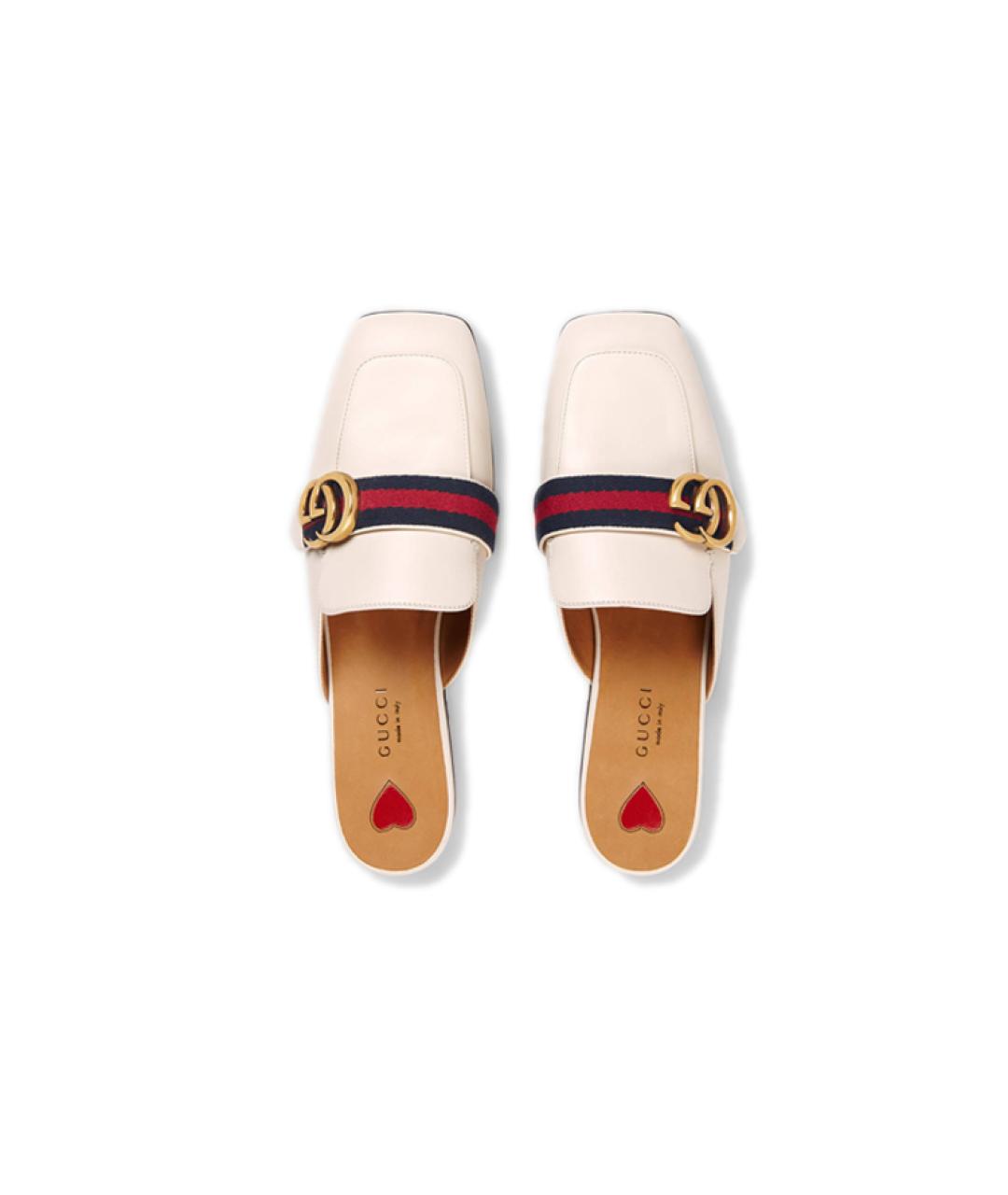 GUCCI Белые кожаные мюли, фото 3