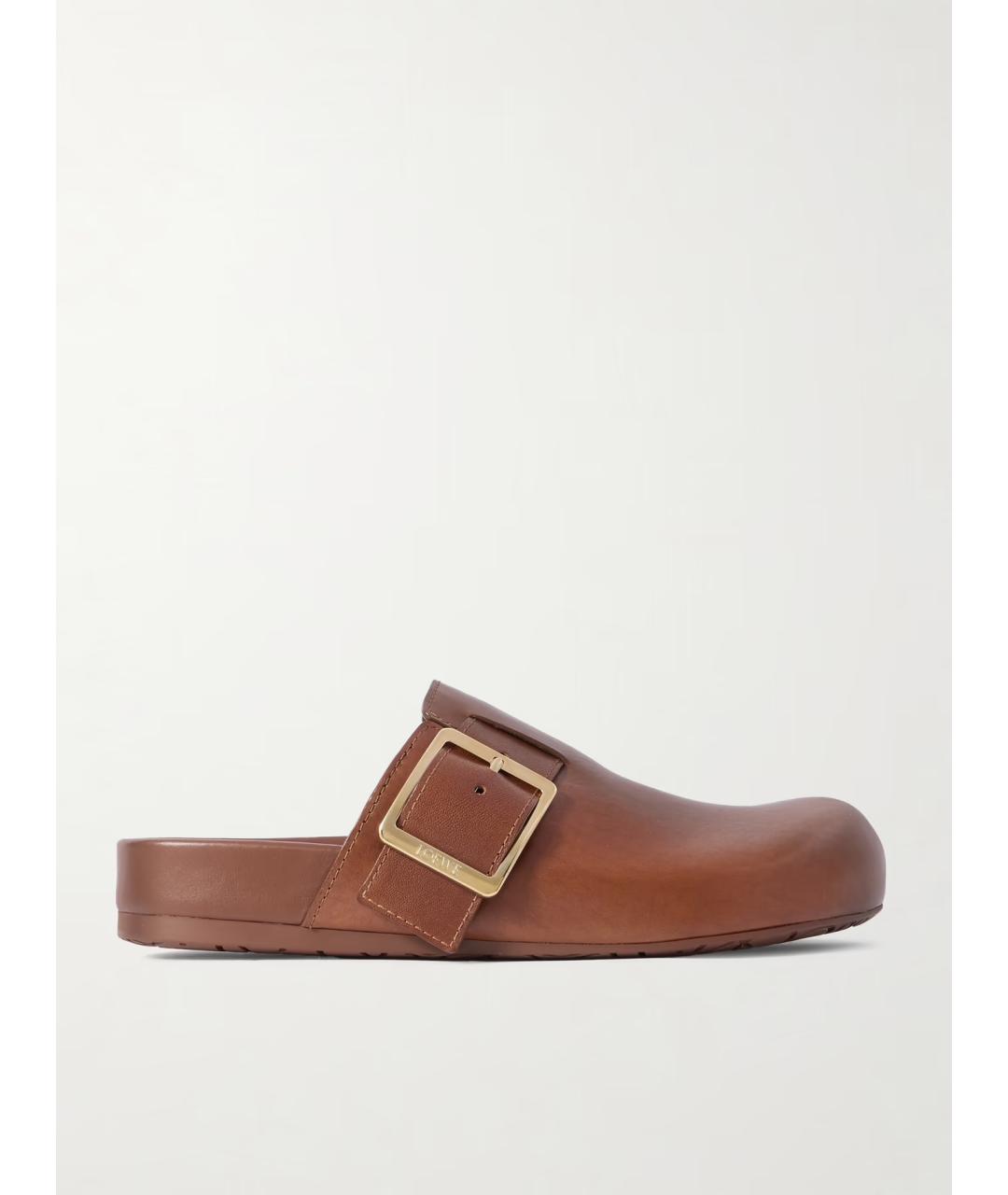 LOEWE Коричневые кожаные мюли, фото 6