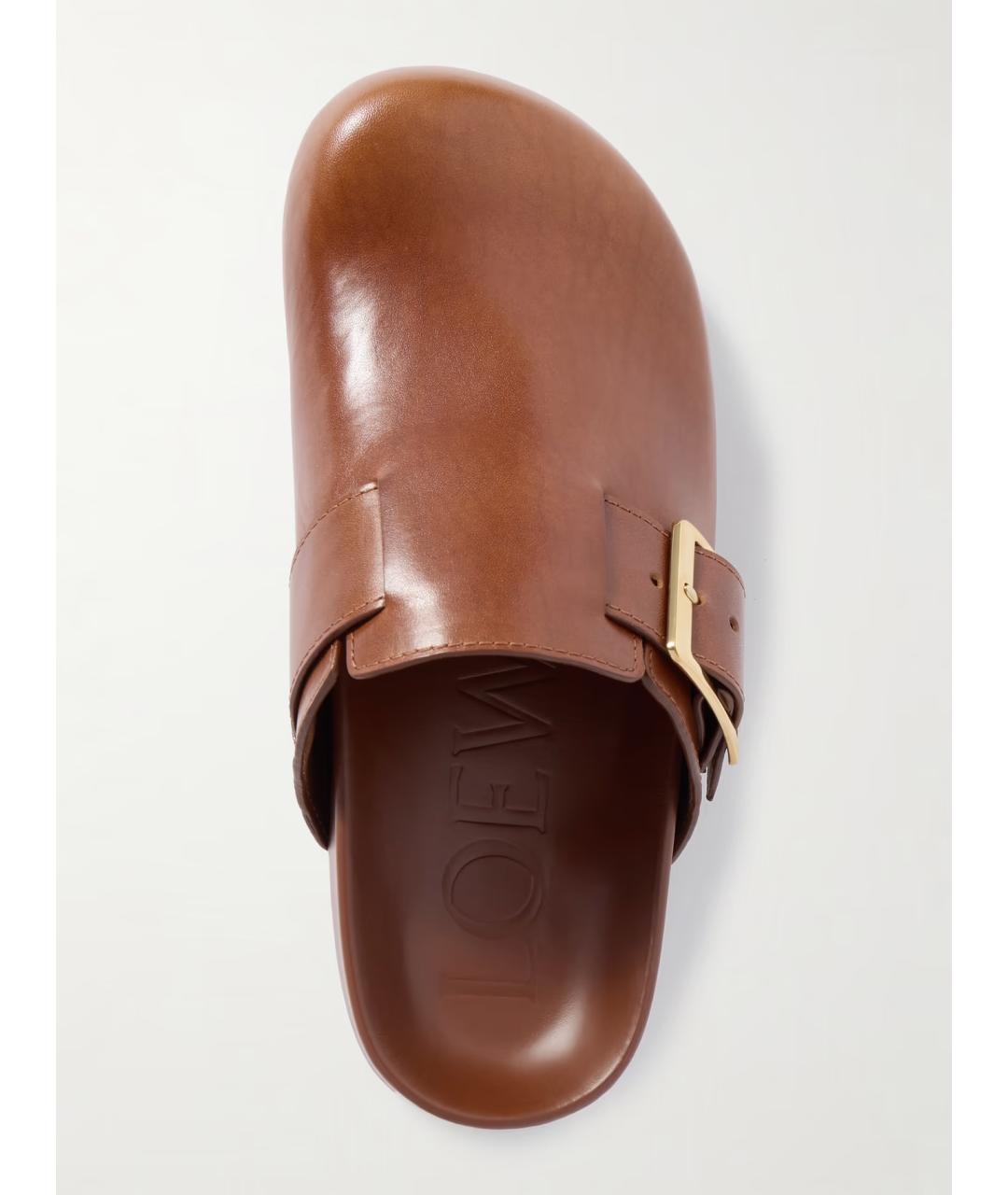 LOEWE Коричневые кожаные мюли, фото 4