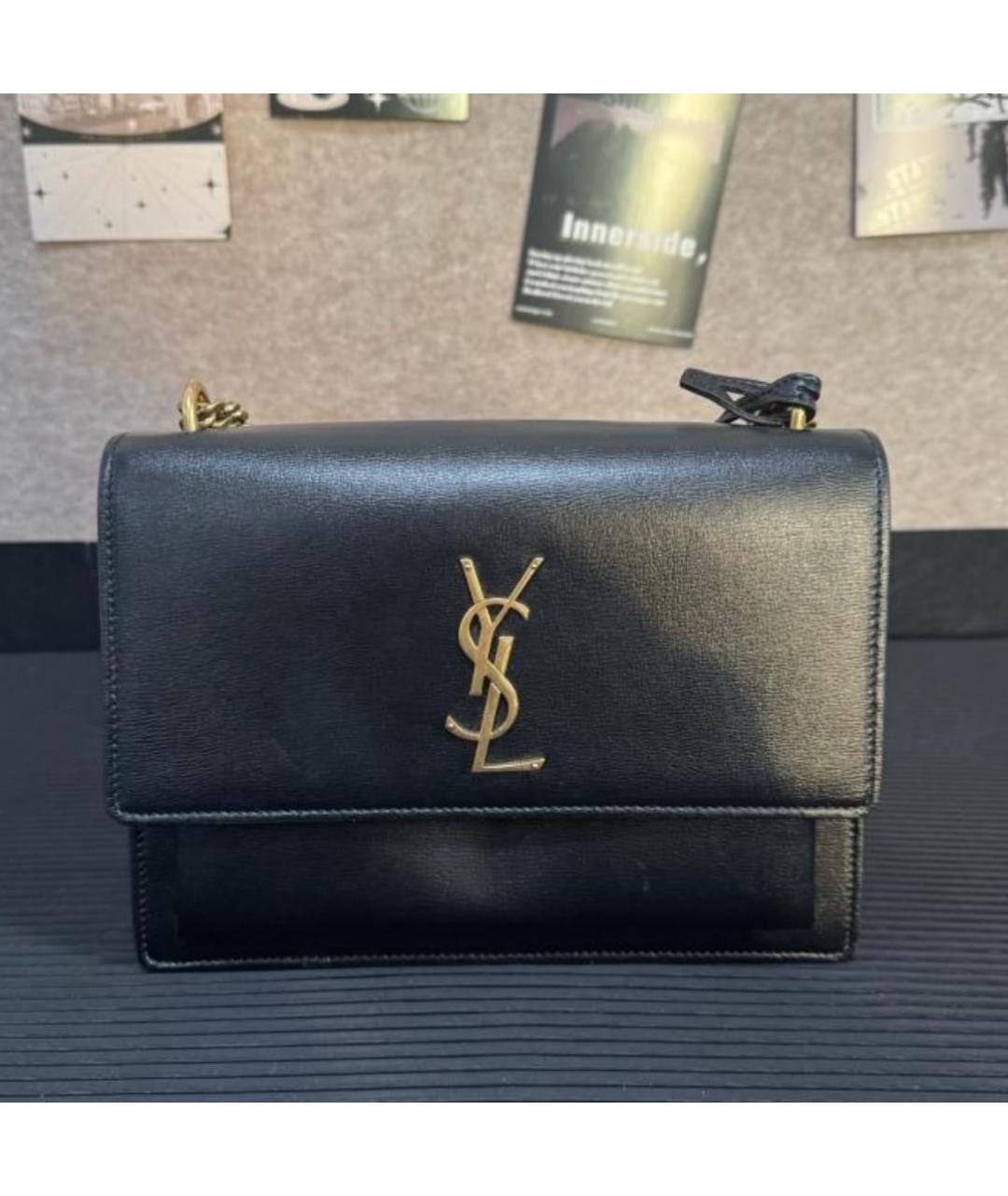 SAINT LAURENT Черная кожаная сумка через плечо, фото 9