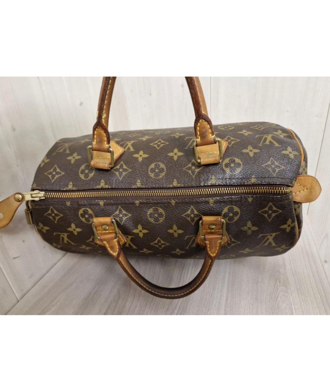 LOUIS VUITTON Коричневая кожаная сумка с короткими ручками, фото 5