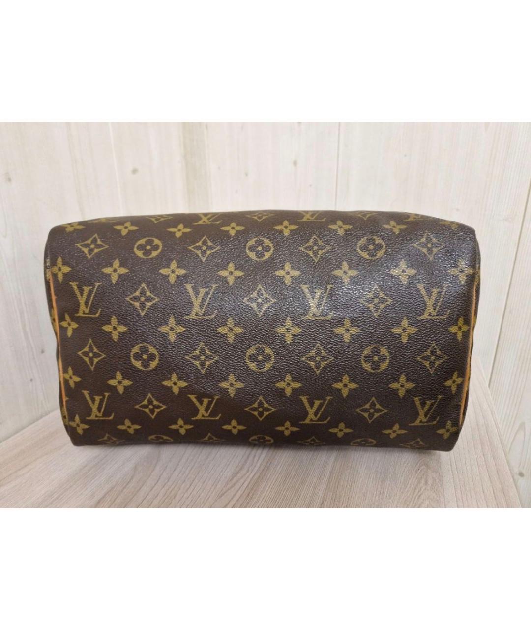 LOUIS VUITTON Коричневая кожаная сумка с короткими ручками, фото 6