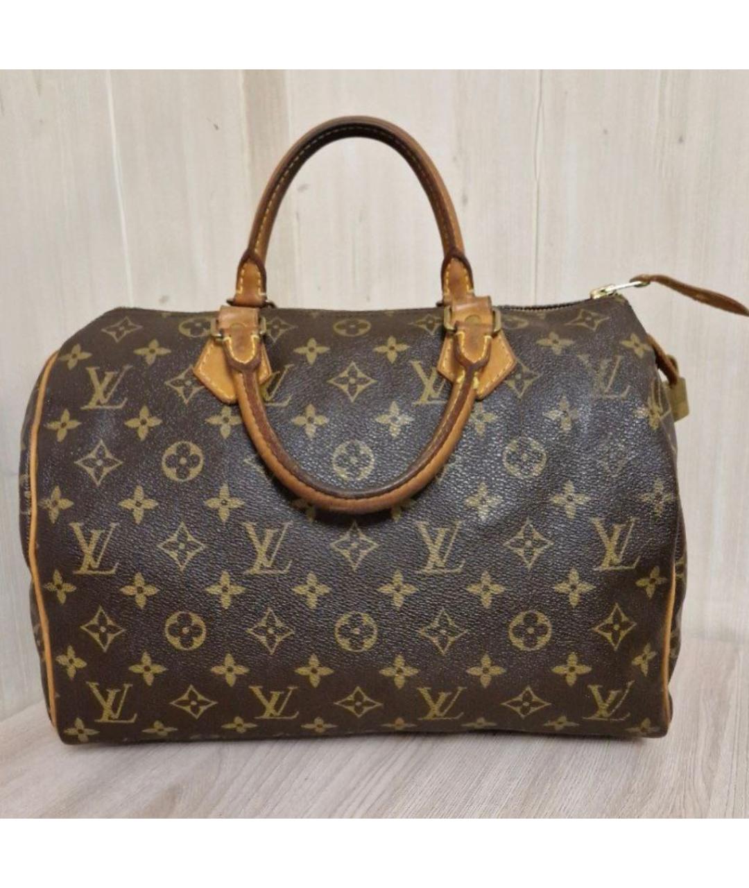 LOUIS VUITTON Коричневая кожаная сумка с короткими ручками, фото 2
