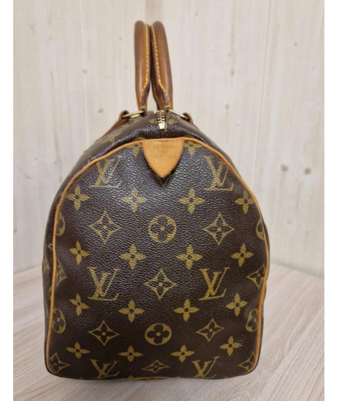 LOUIS VUITTON Коричневая кожаная сумка с короткими ручками, фото 4
