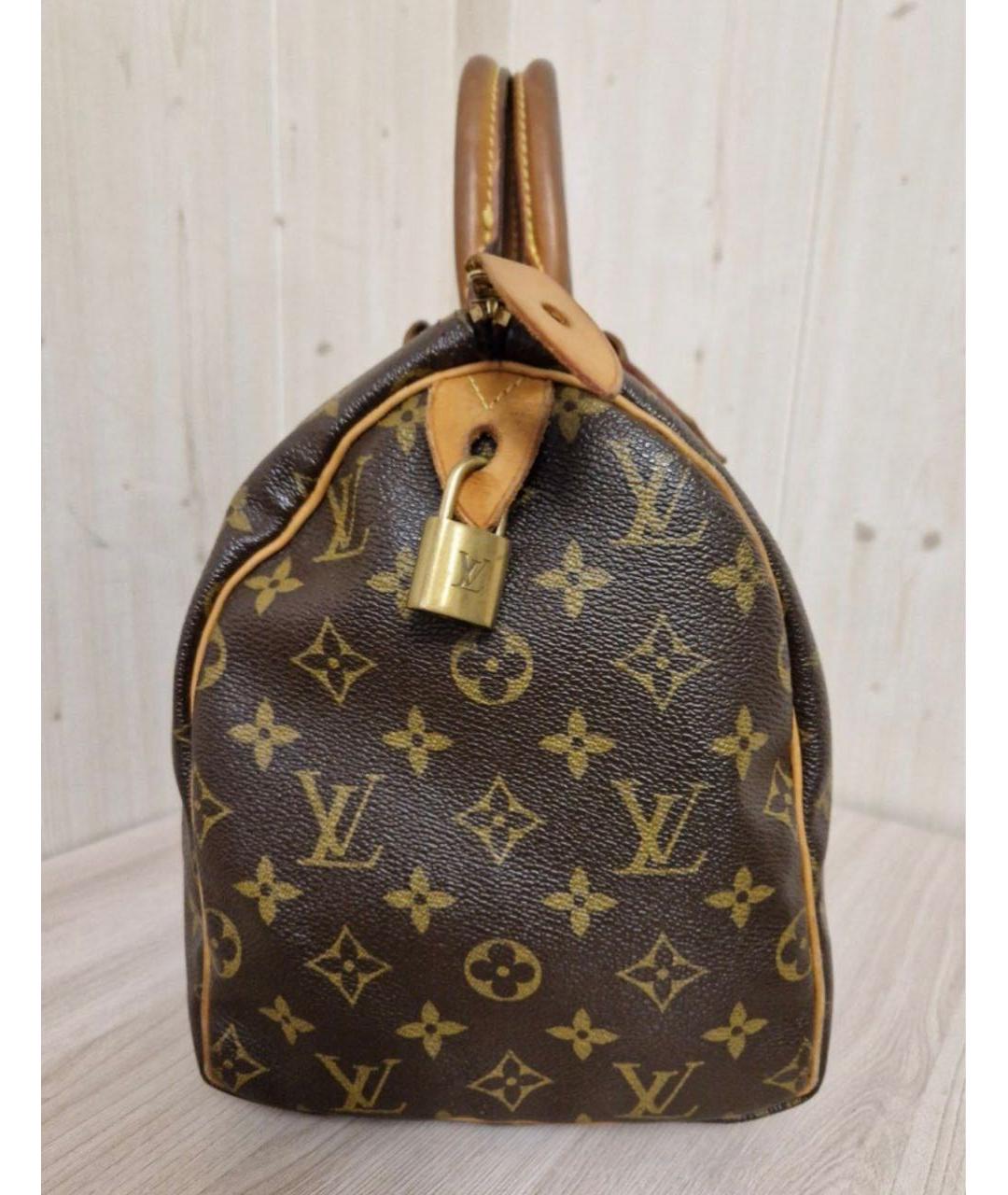 LOUIS VUITTON Коричневая кожаная сумка с короткими ручками, фото 3