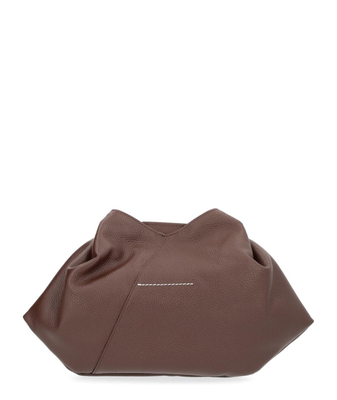 MM6 MAISON MARGIELA Коричневая кожаная сумка тоут, фото 3