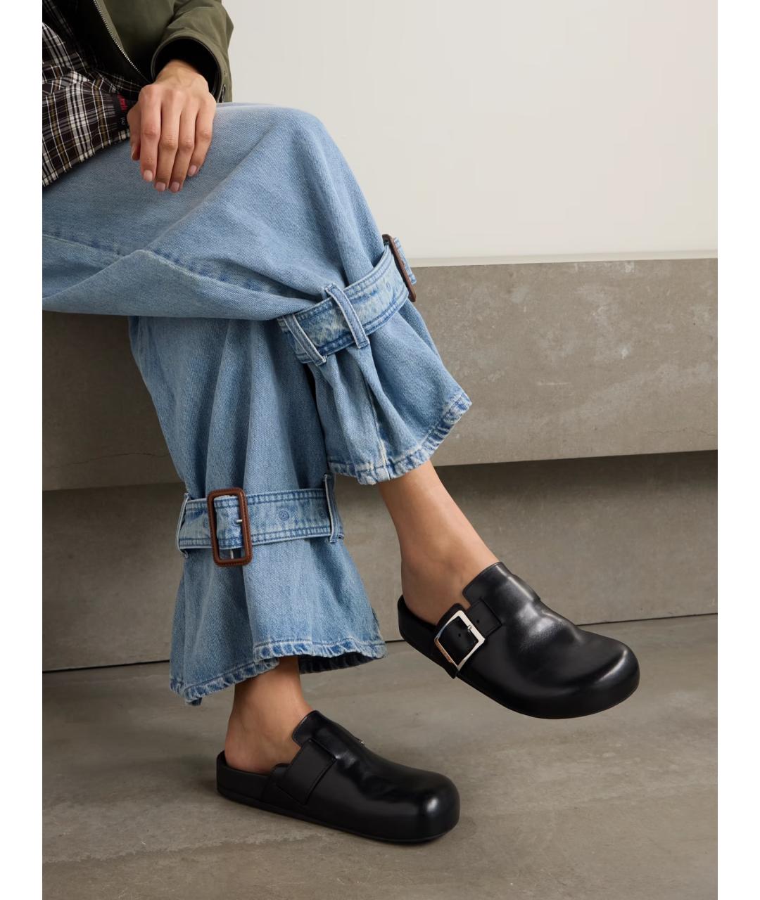 LOEWE Черные кожаные мюли, фото 2