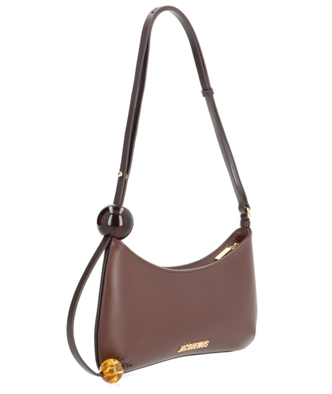 JACQUEMUS Коричневая кожаная сумка с короткими ручками, фото 3