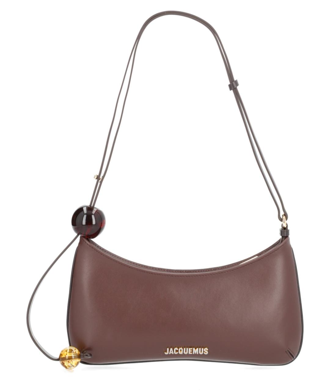 JACQUEMUS Коричневая кожаная сумка с короткими ручками, фото 1