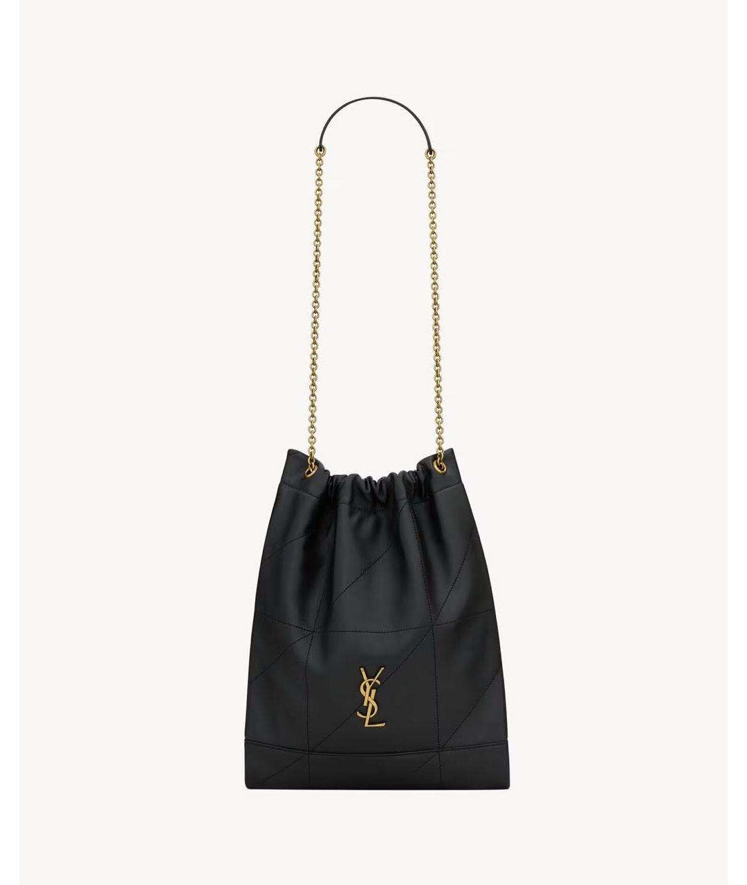 SAINT LAURENT Черная кожаная сумка с короткими ручками, фото 5