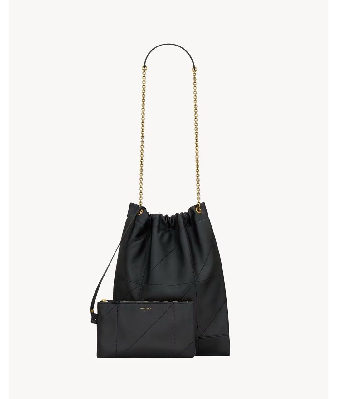 SAINT LAURENT Черная кожаная сумка с короткими ручками, фото 2
