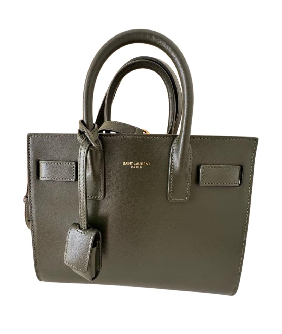 SAINT LAURENT Хаки кожаная сумка через плечо, фото 1