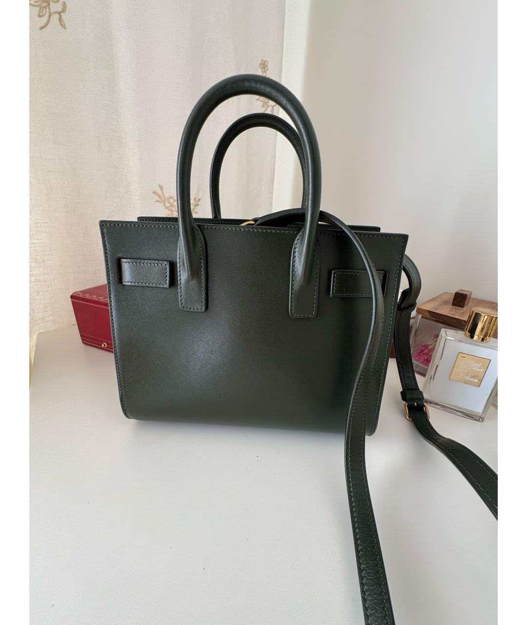 SAINT LAURENT Хаки кожаная сумка через плечо, фото 3