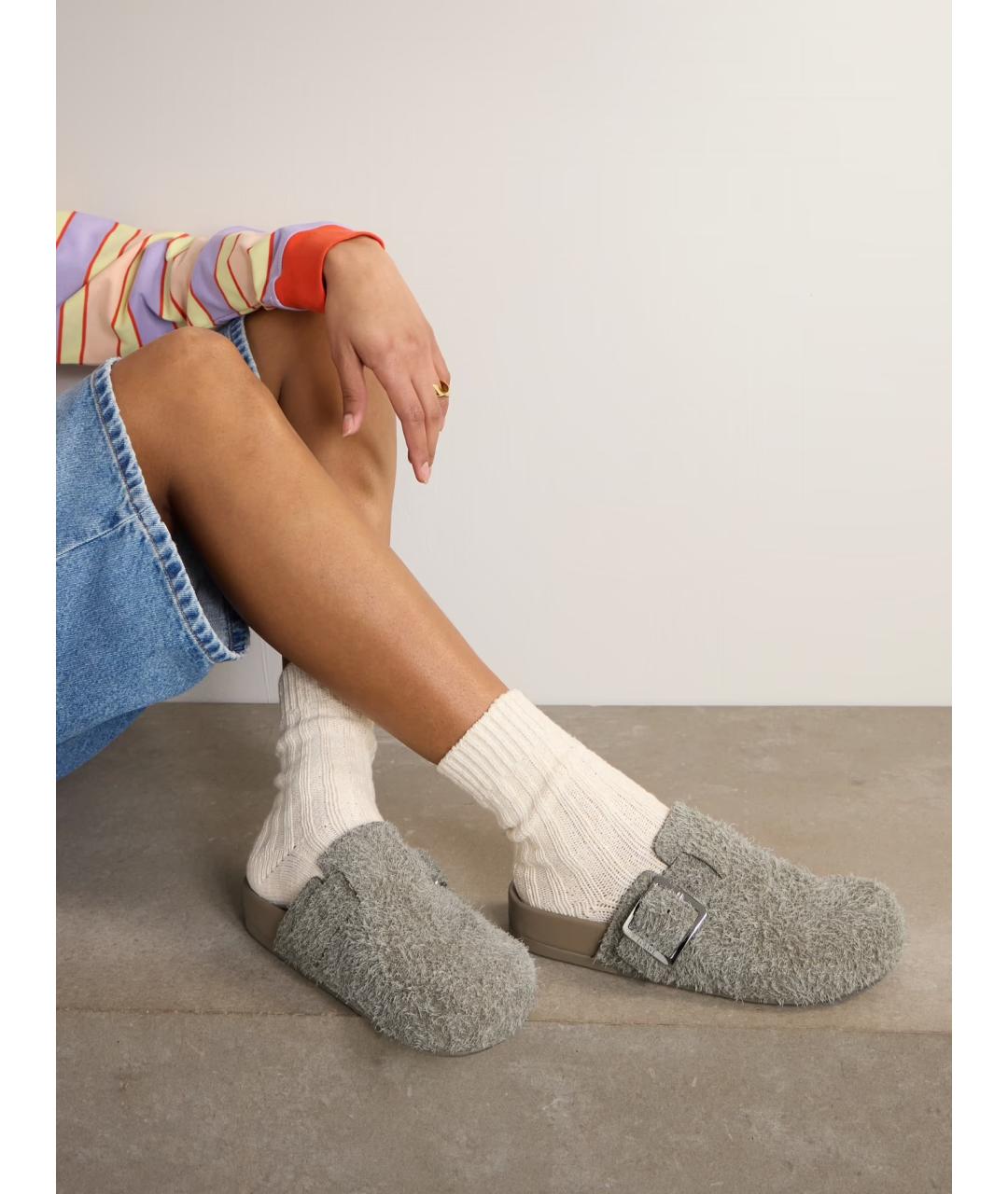 LOEWE Серые замшевые мюли, фото 2
