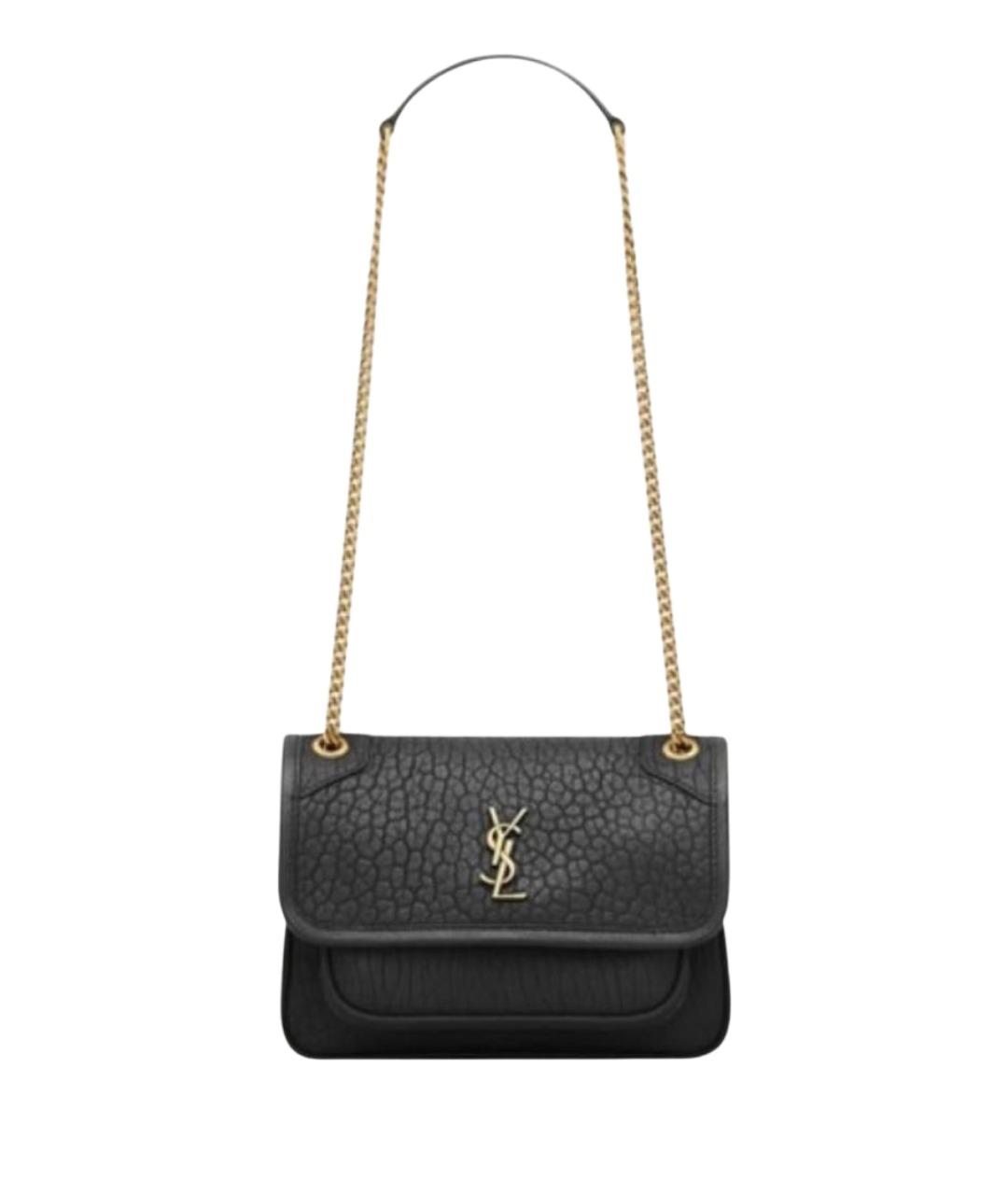 SAINT LAURENT Черная кожаная сумка через плечо, фото 1
