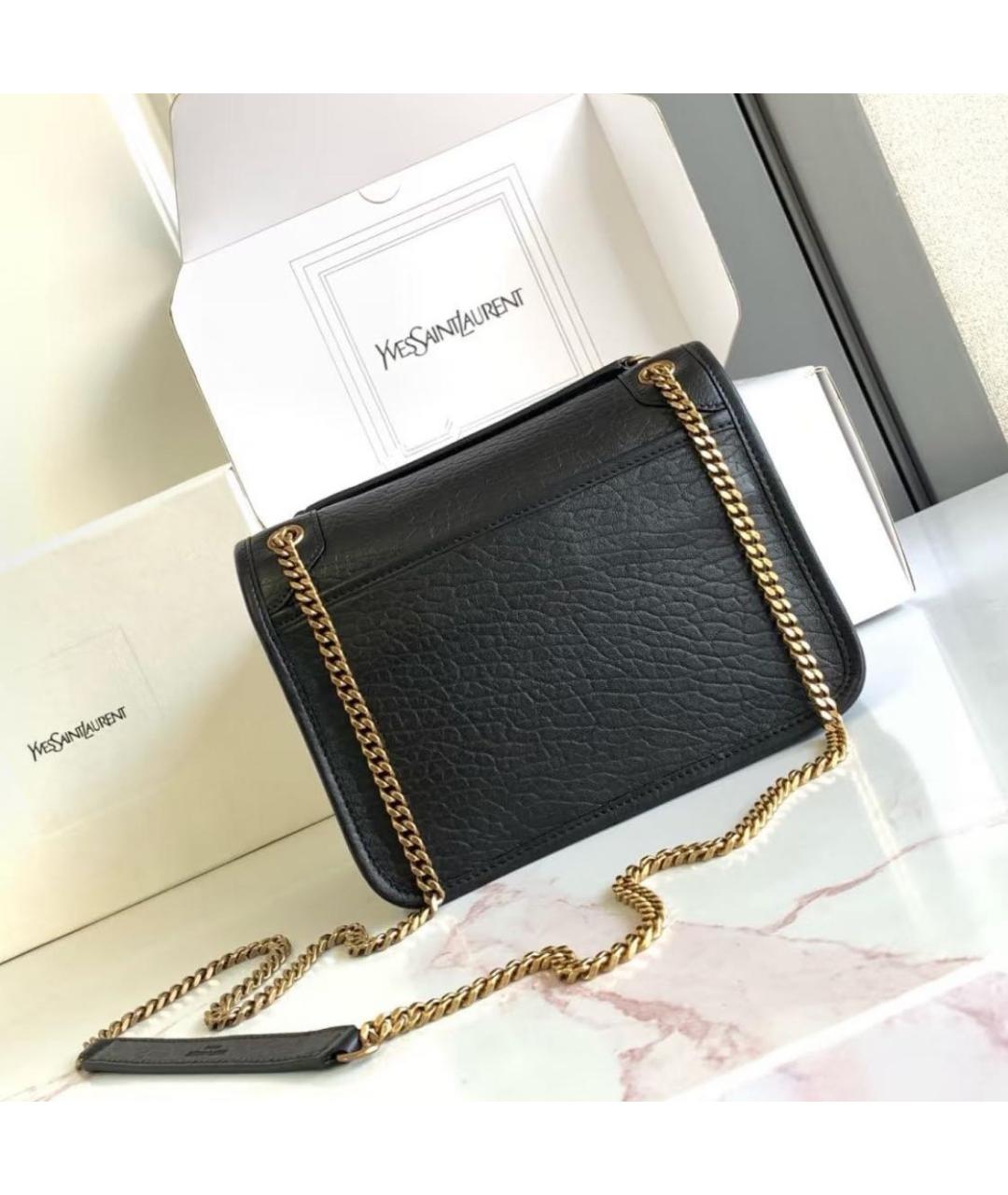 SAINT LAURENT Черная кожаная сумка через плечо, фото 3