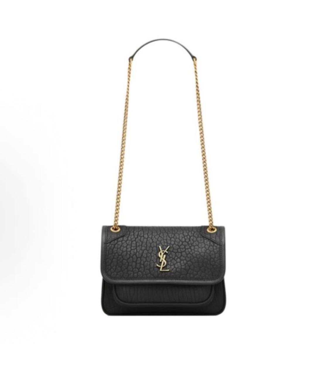 SAINT LAURENT Черная кожаная сумка через плечо, фото 8