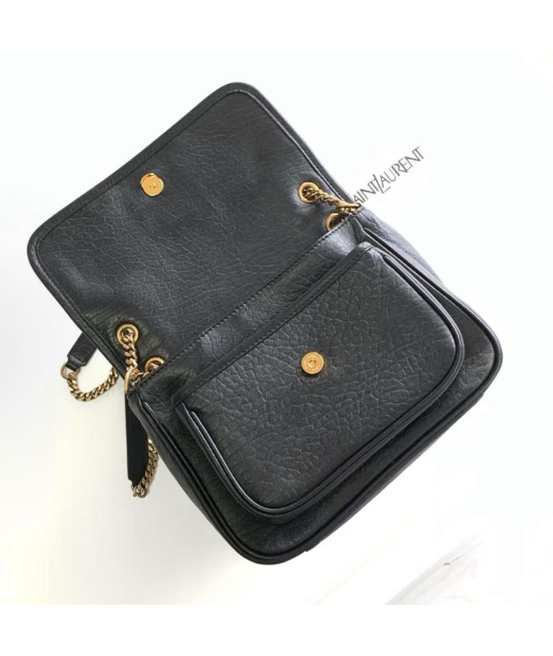 SAINT LAURENT Черная кожаная сумка через плечо, фото 6