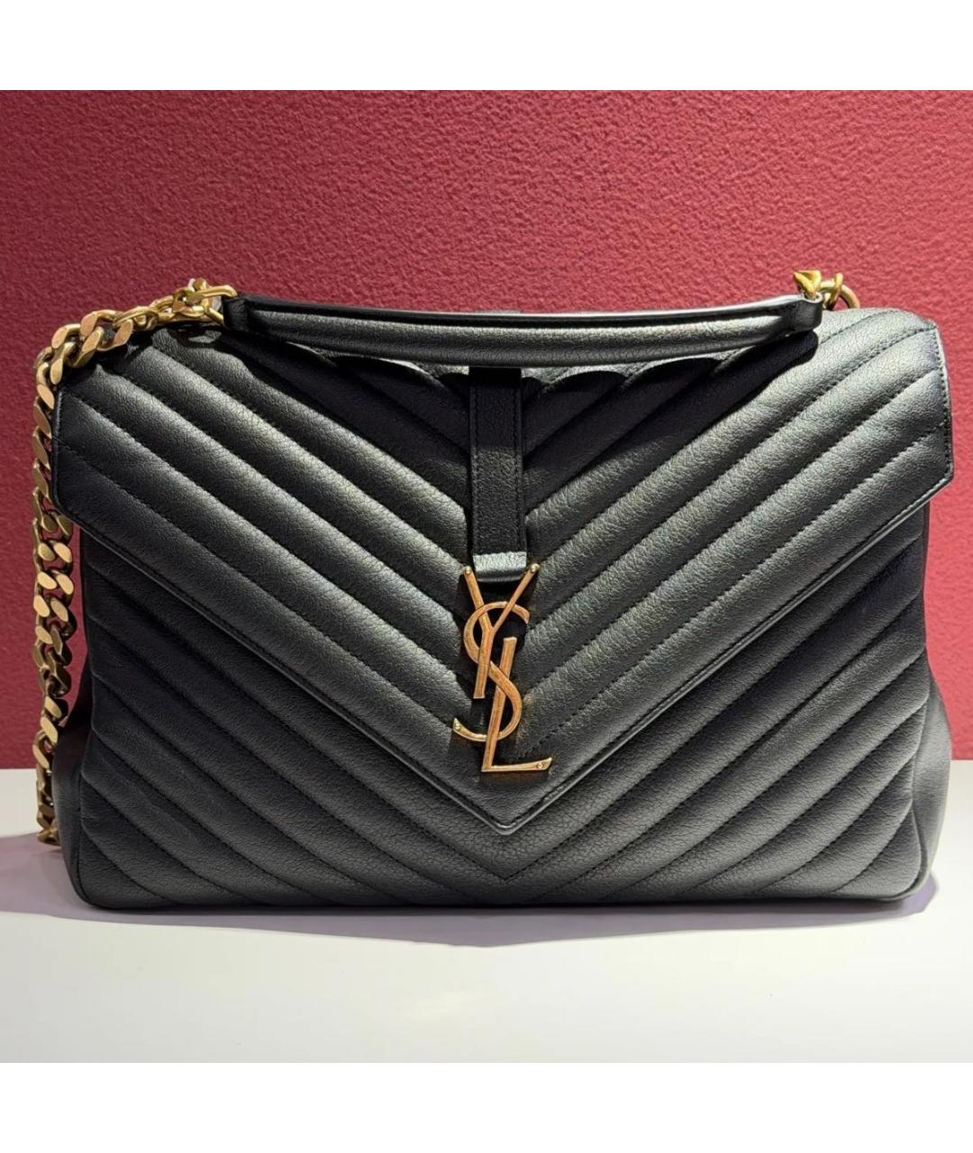 SAINT LAURENT Черная кожаная сумка через плечо, фото 7