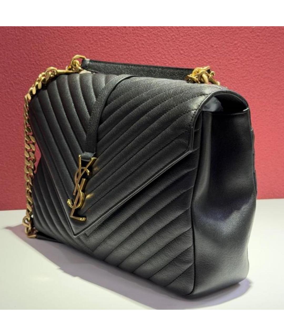 SAINT LAURENT Черная кожаная сумка через плечо, фото 6