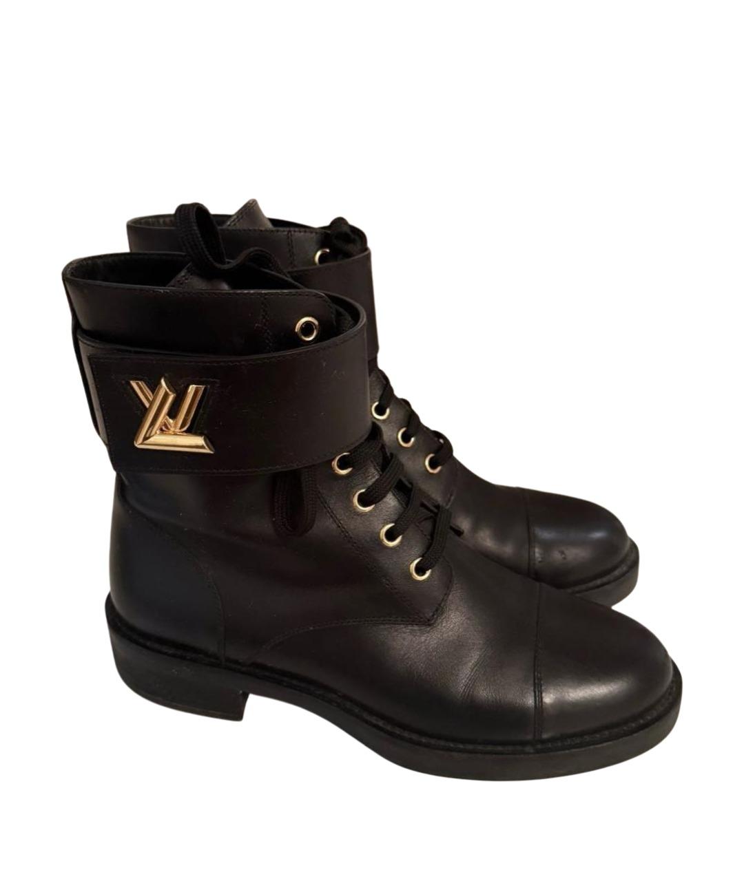 LOUIS VUITTON Черные кожаные ботинки, фото 1