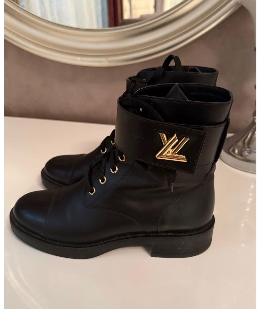 LOUIS VUITTON Черные кожаные ботинки, фото 4