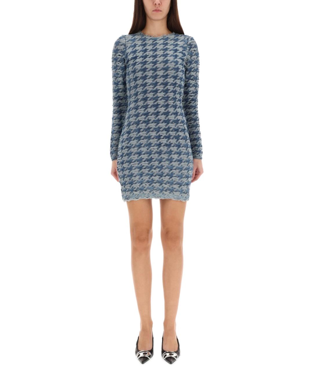 DIESEL Голубое хлопковое повседневное платье, фото 2