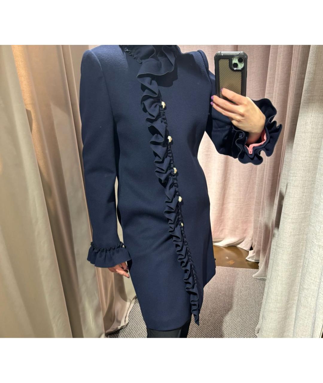 GUCCI Темно-синее шерстяное пальто, фото 6