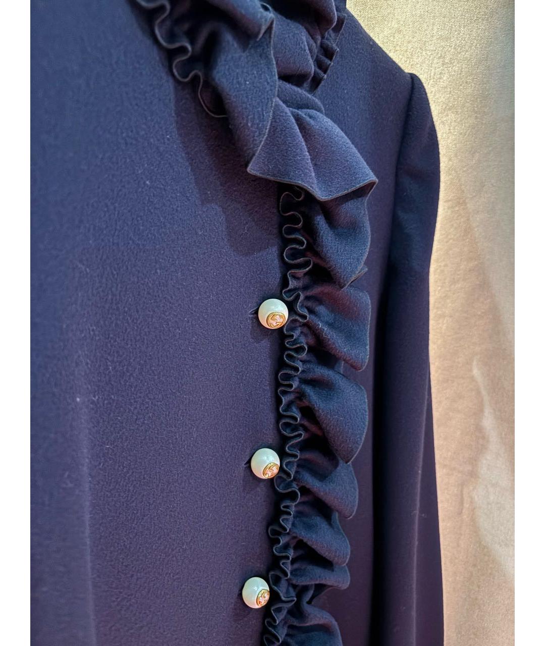 GUCCI Темно-синее шерстяное пальто, фото 4