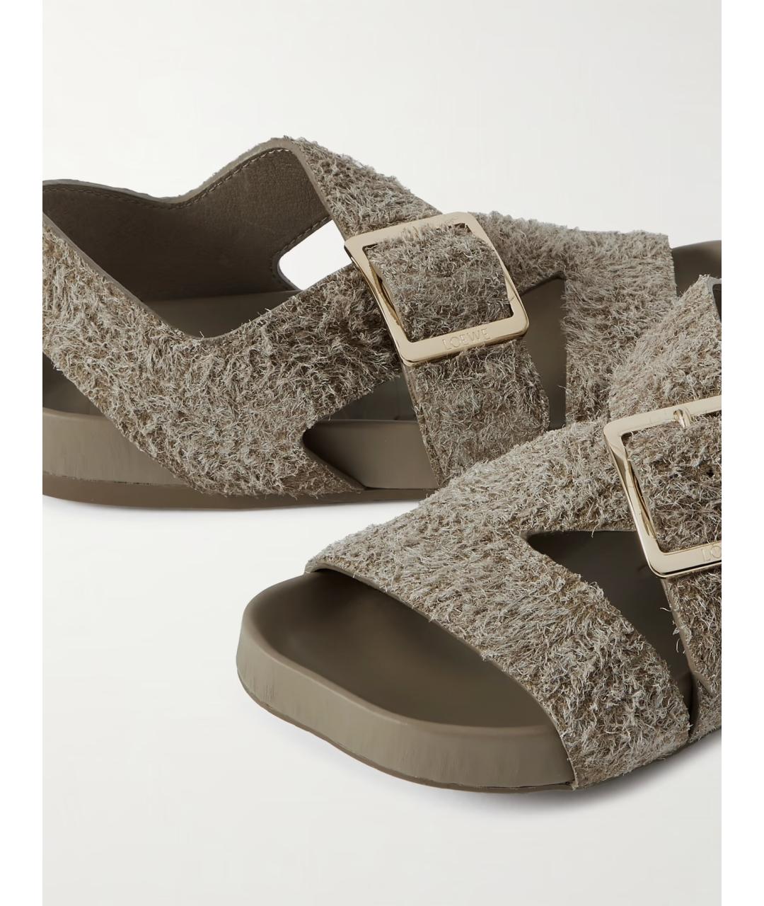 LOEWE Зеленые замшевые сандалии, фото 4