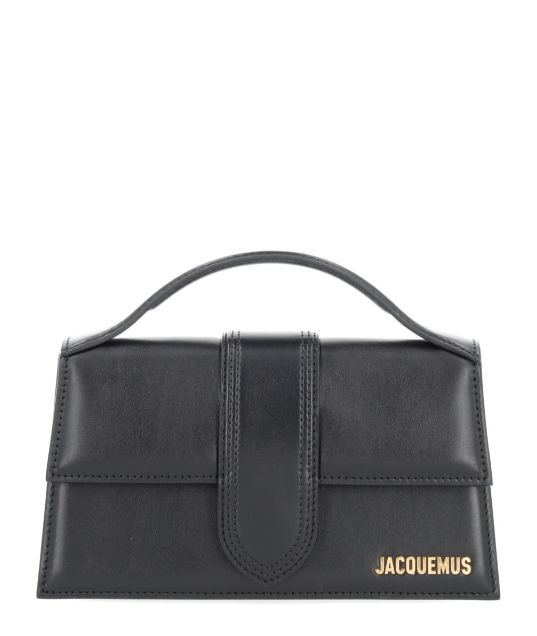 JACQUEMUS Черная кожаная сумка с короткими ручками, фото 1