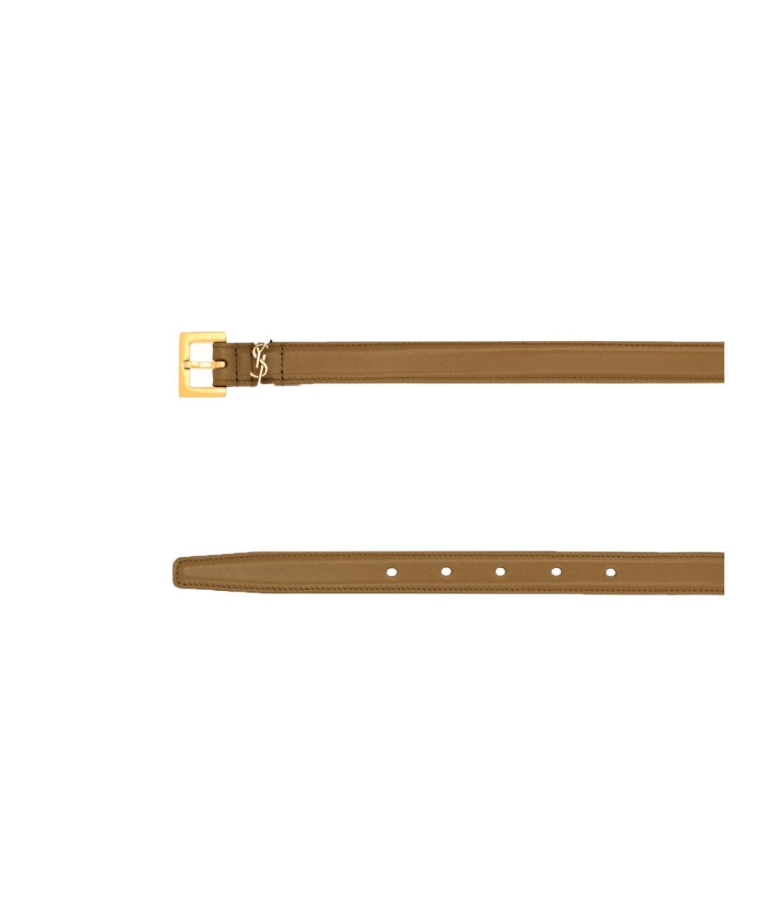 SAINT LAURENT Зеленый кожаный ремень, фото 2