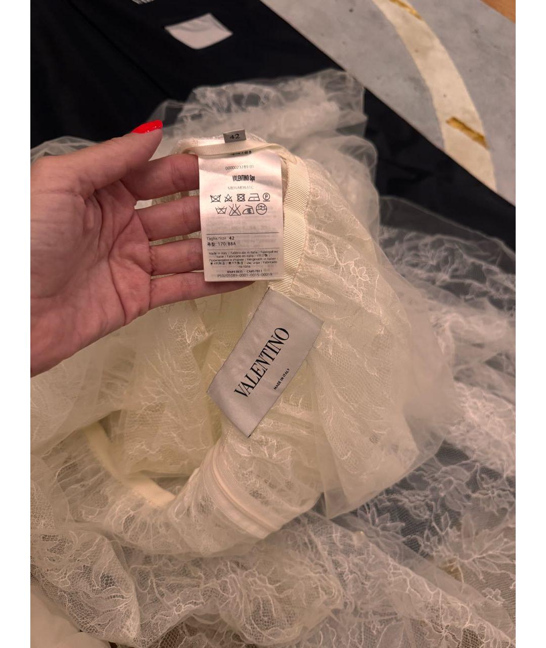 VALENTINO Бежевое кружевное коктейльное платье, фото 4