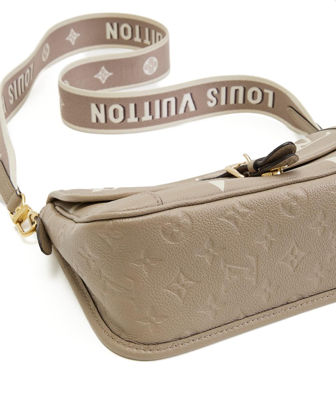 LOUIS VUITTON Бежевая кожаная сумка через плечо, фото 7
