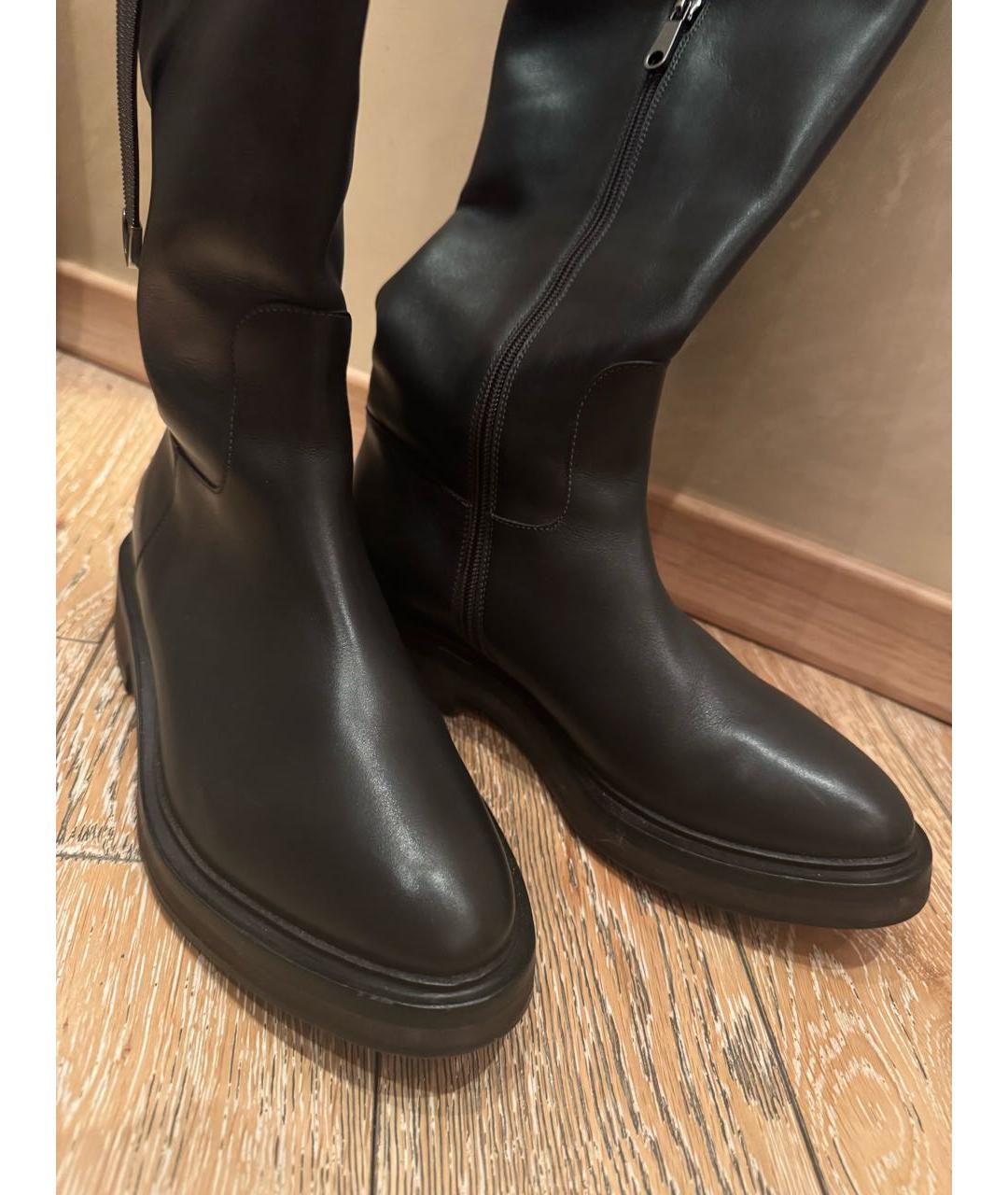 BRUNELLO CUCINELLI Черные кожаные сапоги, фото 3