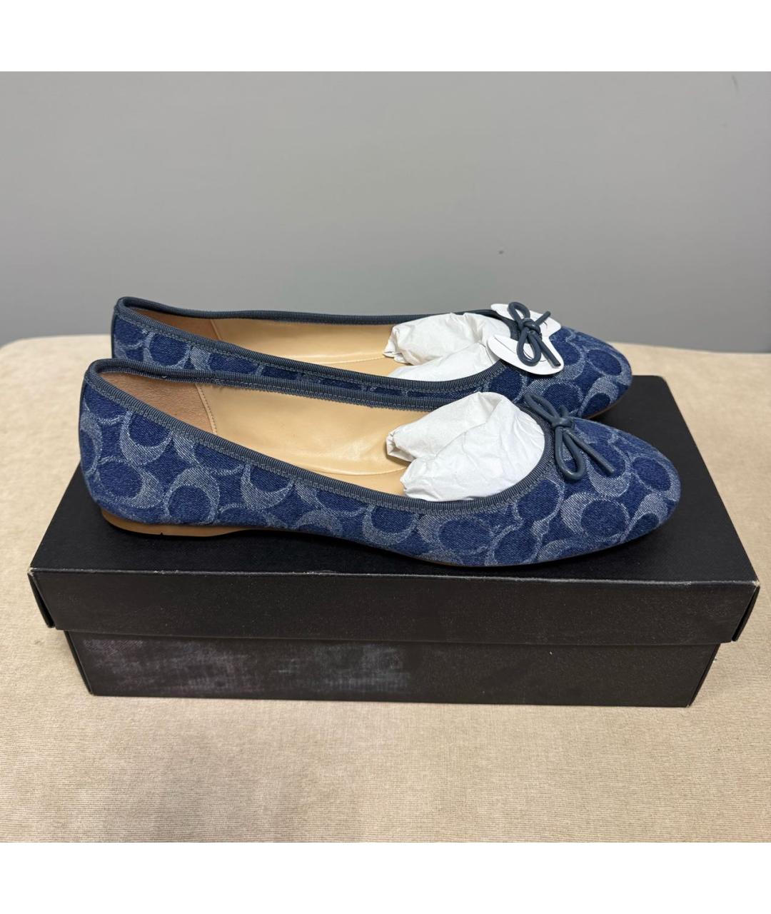 COACH Темно-синие текстильные балетки, фото 6