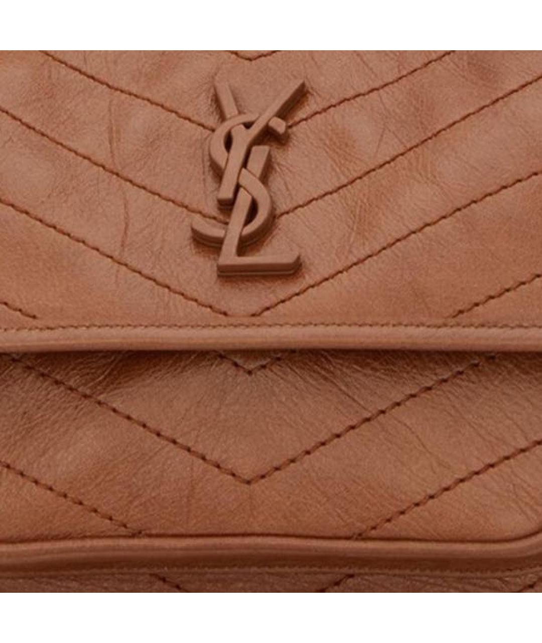 SAINT LAURENT Коричневая кожаная сумка через плечо, фото 2