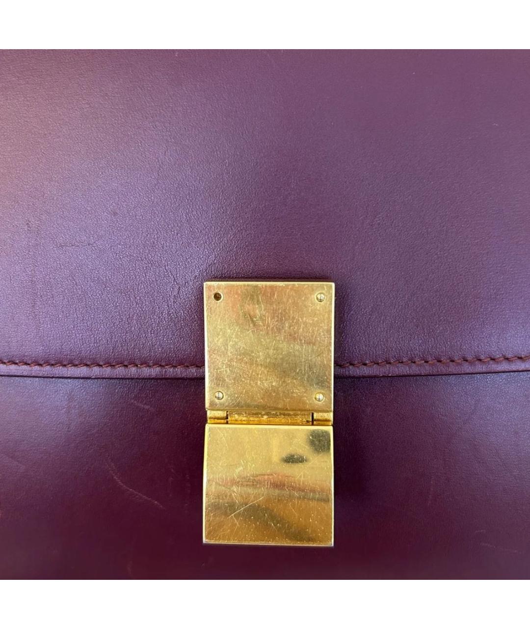 CELINE Бордовая кожаная сумка через плечо, фото 6