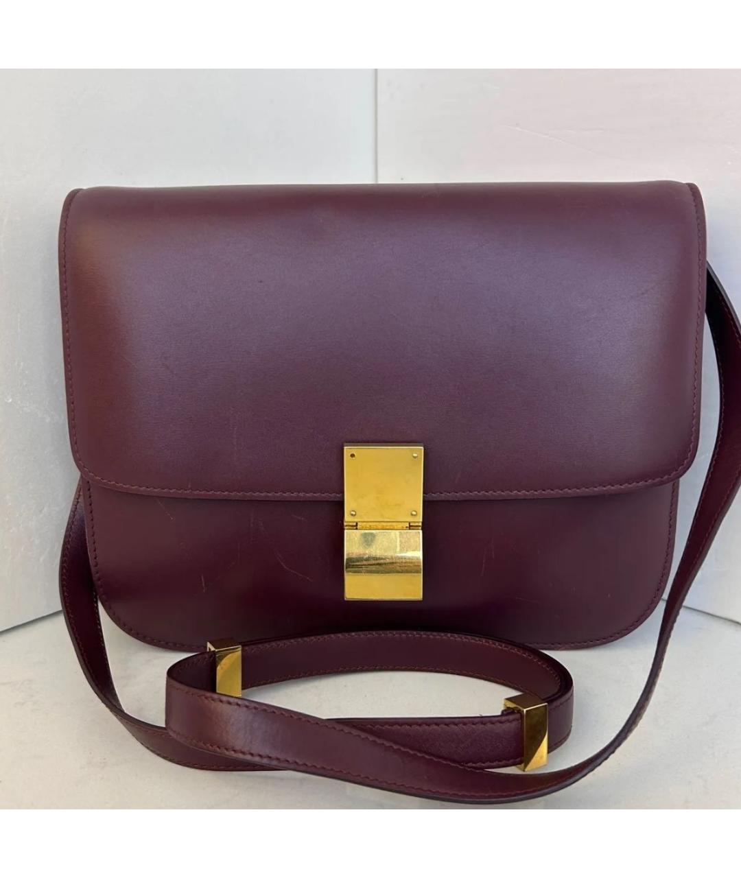 CELINE Бордовая кожаная сумка через плечо, фото 9