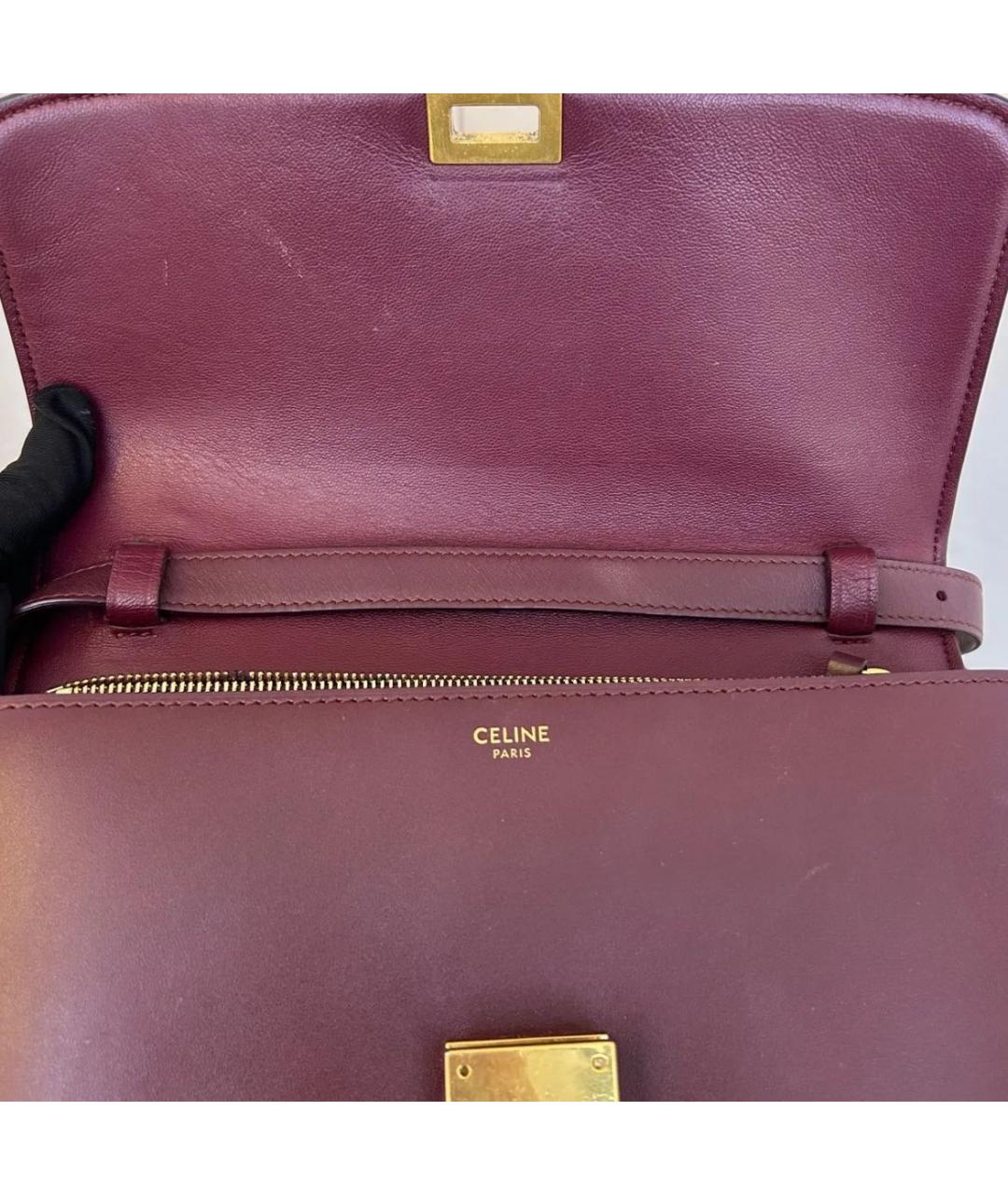 CELINE Бордовая кожаная сумка через плечо, фото 8