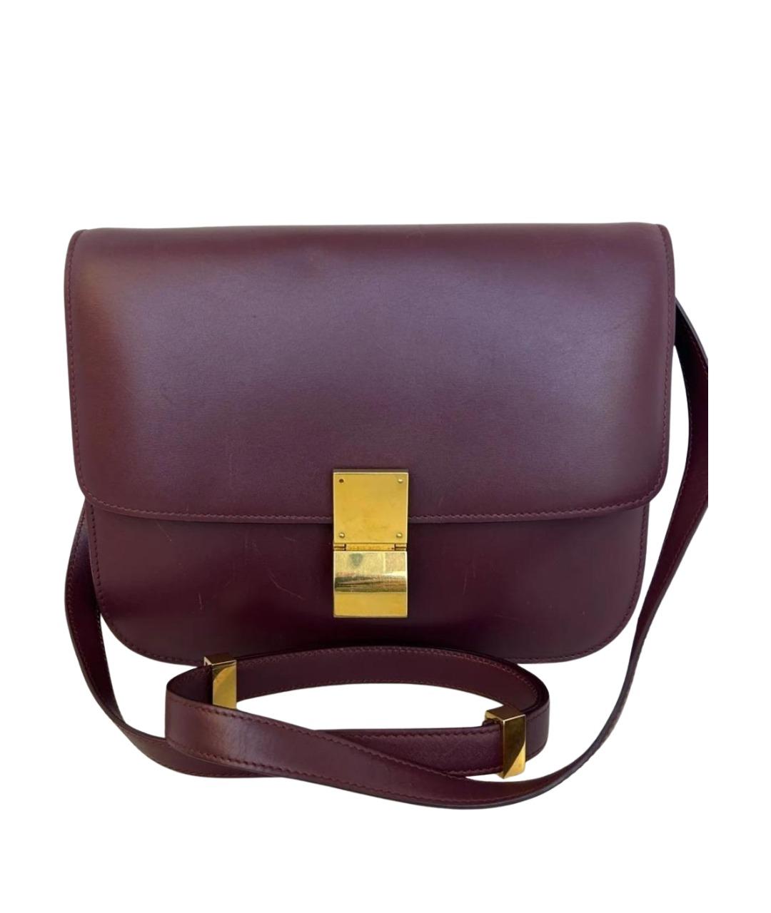 CELINE Бордовая кожаная сумка через плечо, фото 1