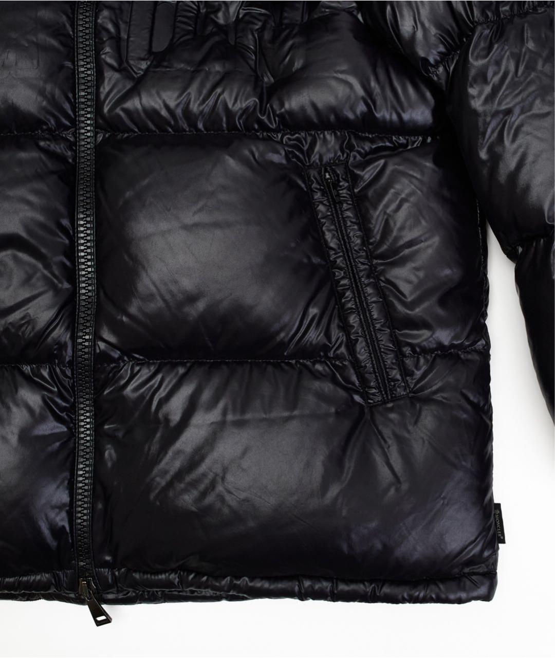 MONCLER Темно-синий полиамидовый пуховик, фото 5