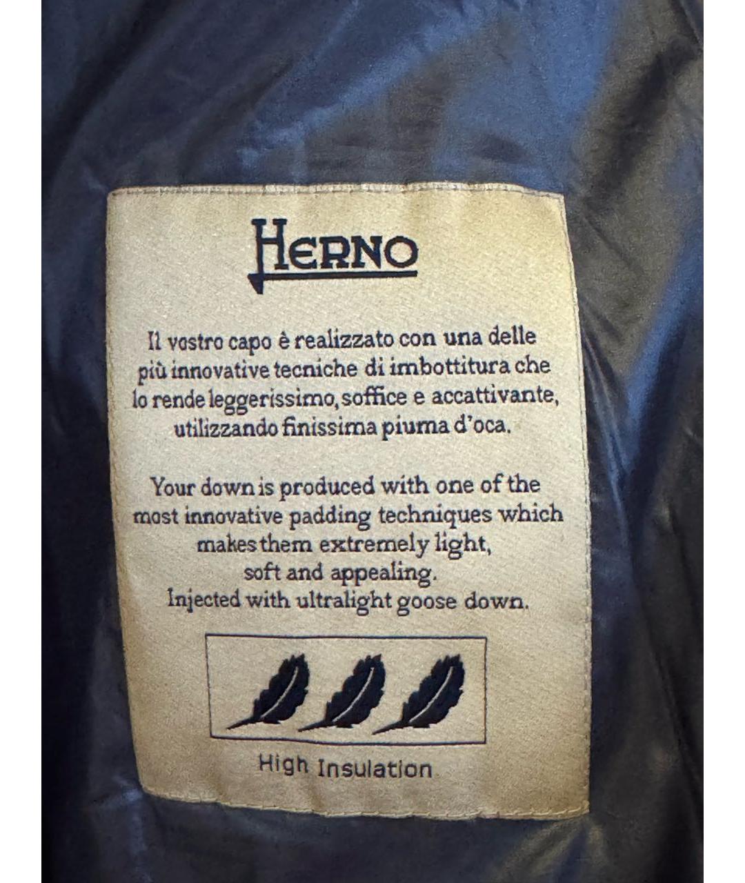 HERNO Темно-синий полиэстеровый пуховик, фото 5