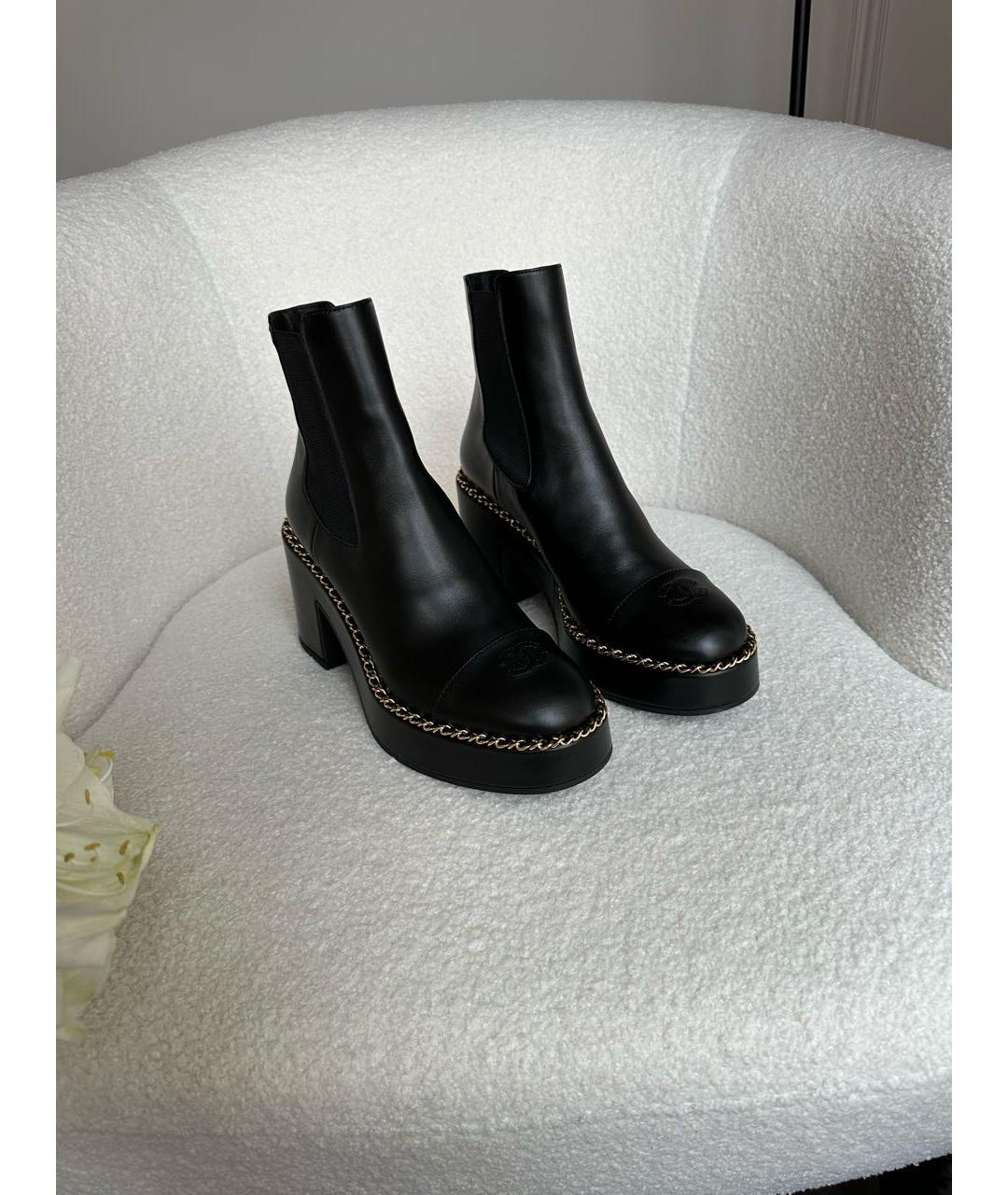 CHANEL Черные кожаные ботинки, фото 2