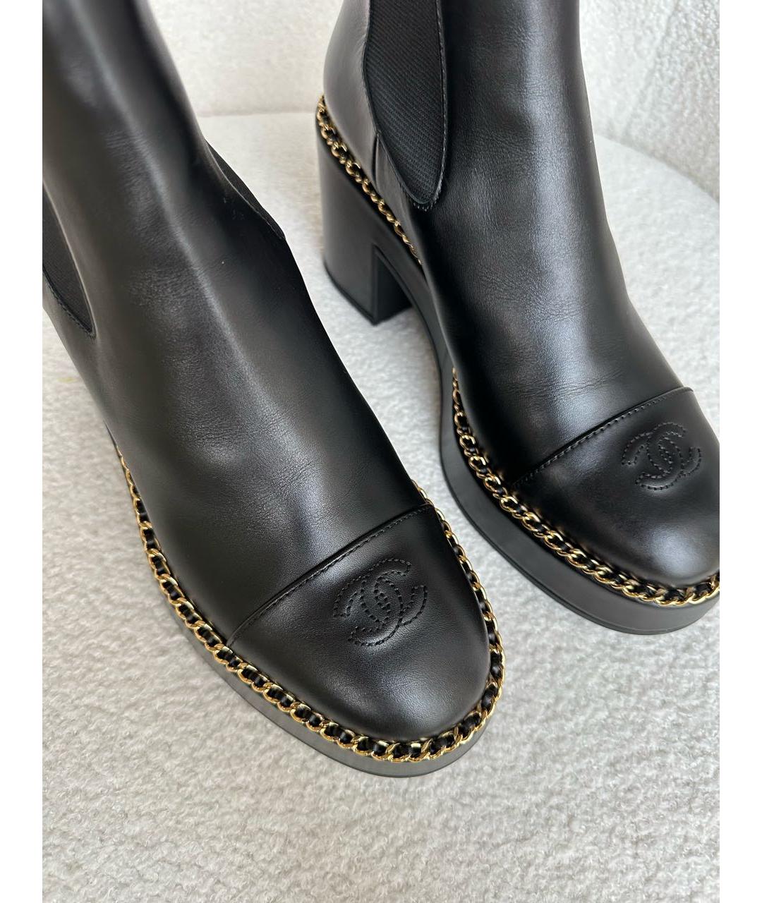 CHANEL Черные кожаные ботинки, фото 3