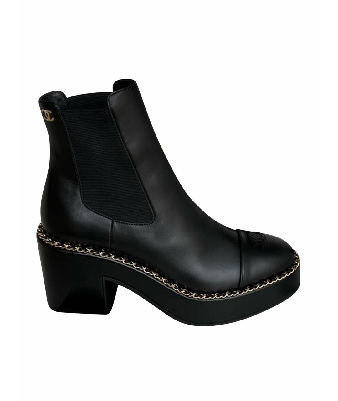 CHANEL Черные кожаные ботинки, фото 1