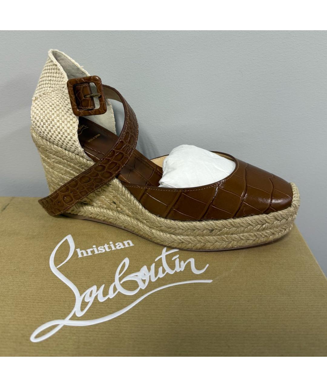 CHRISTIAN LOUBOUTIN Коричневые эспадрильи из лакированной кожи, фото 6